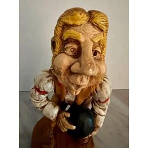 Vintage 1968 KIMRO Bowler Man Holding Bowling Ball Decor- Chalkware